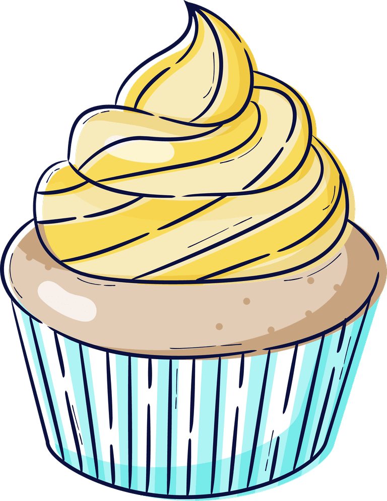 pie hand drawn recipe concept for a delightful cupcake with creamy frosting