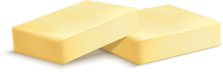 piece of butter butter sticks slices realistic set isolated illustration