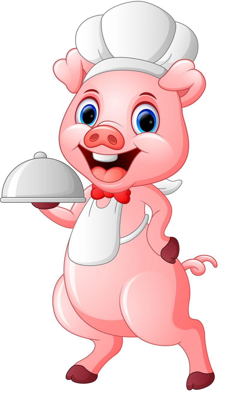 adorable pig cartoon character cute vector chef serving delicious food with joy