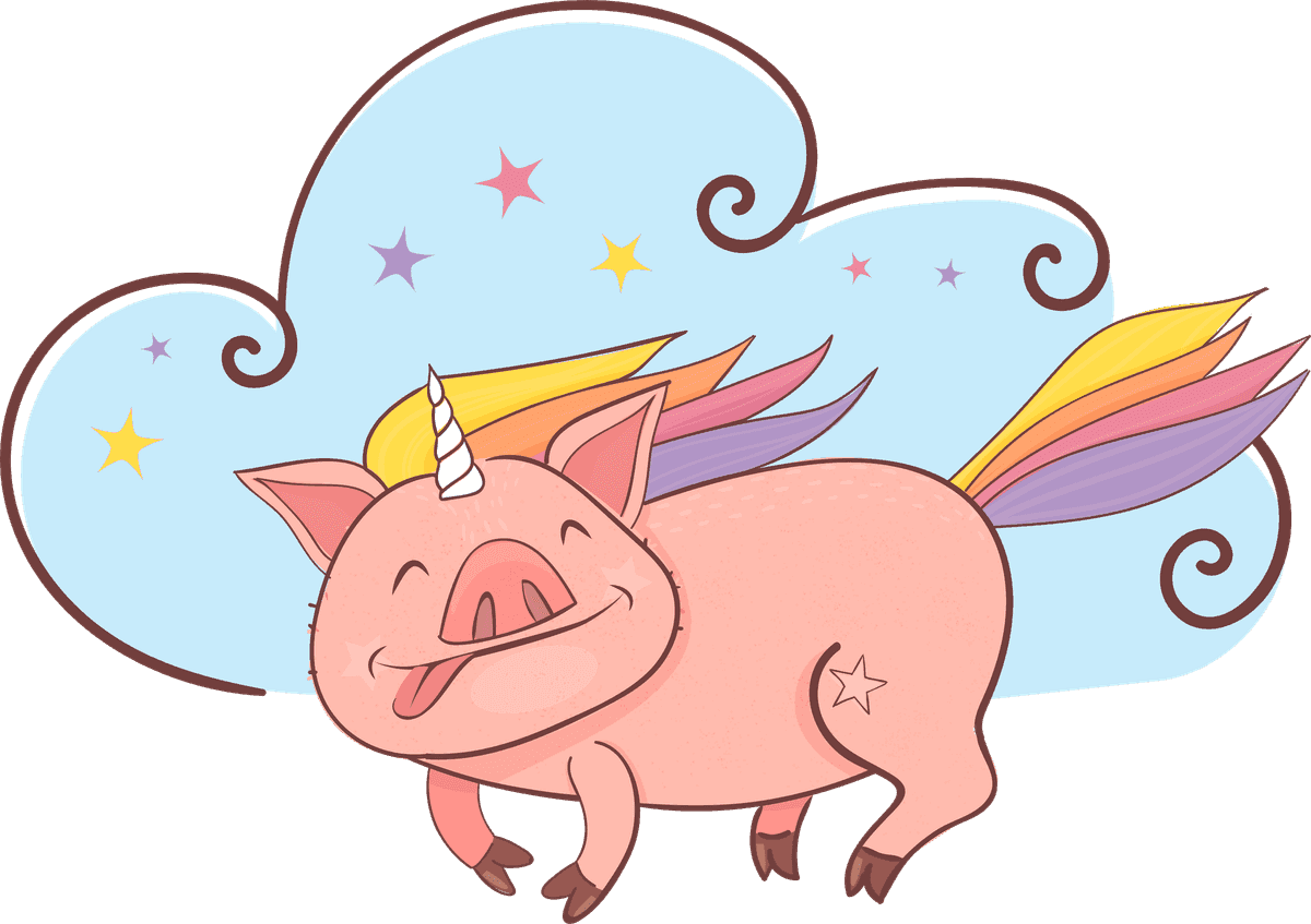 pig funny pig cute vector with colorful mane and whimsical details for kids’ decor