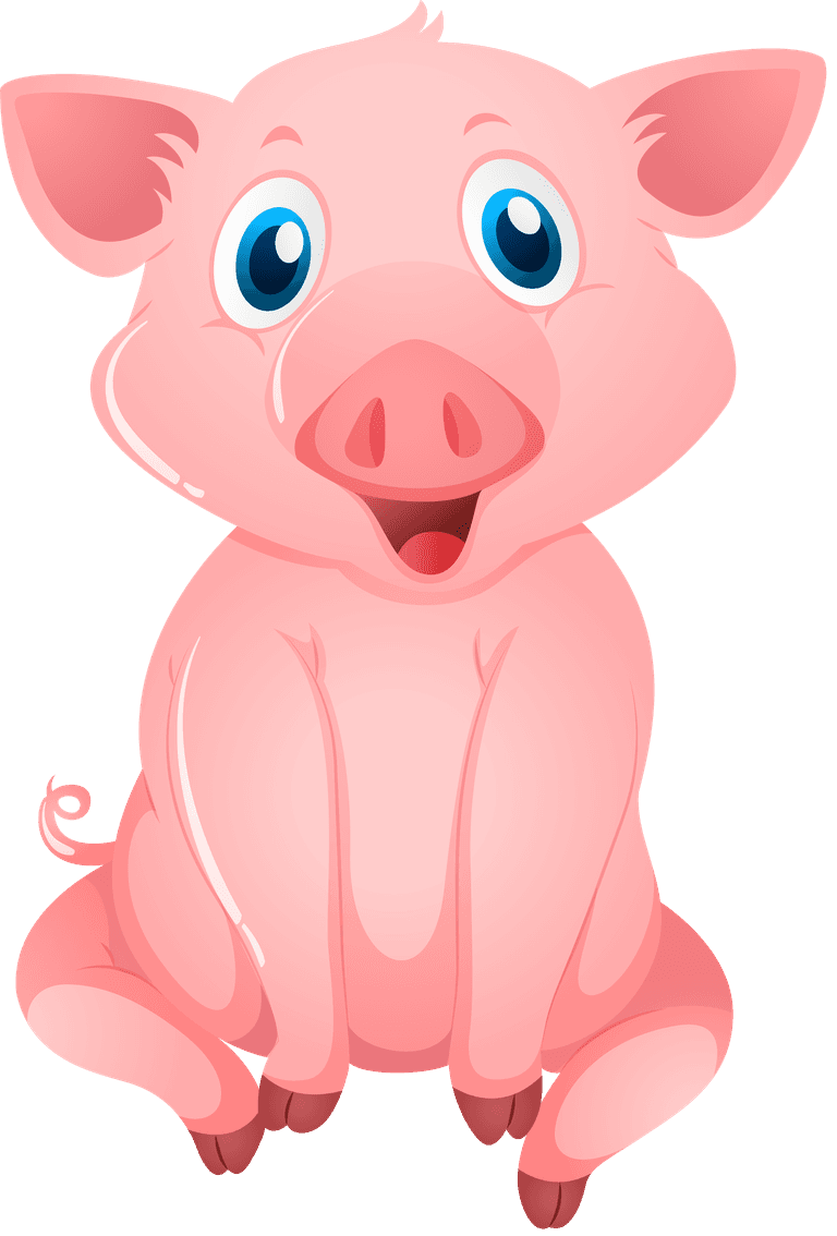 piggy pink and black pigs illustration
