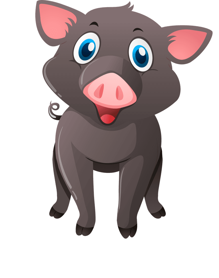 piggy pink and black pigs illustration
