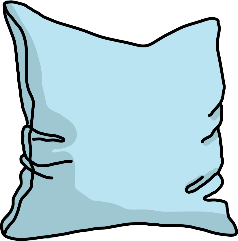 simple light blue hand-drawn pillow