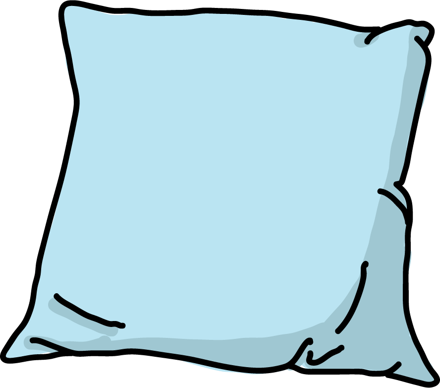 simple light blue hand-drawn pillow