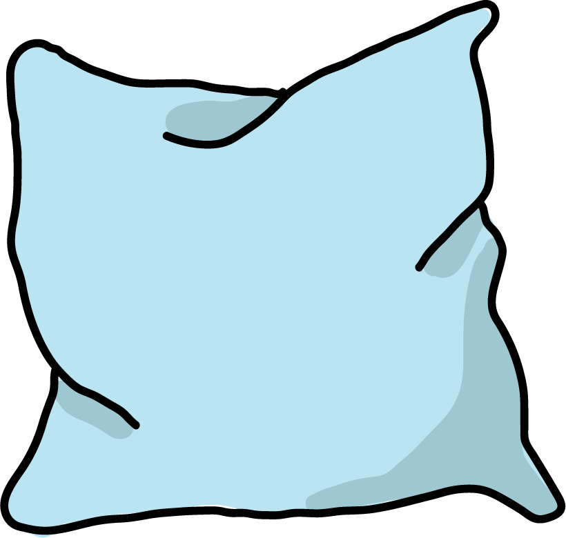 simple light blue hand-drawn pillow