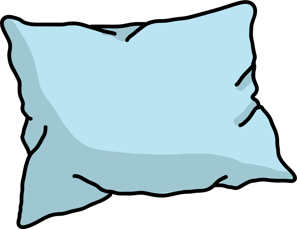 simple light blue hand-drawn pillow