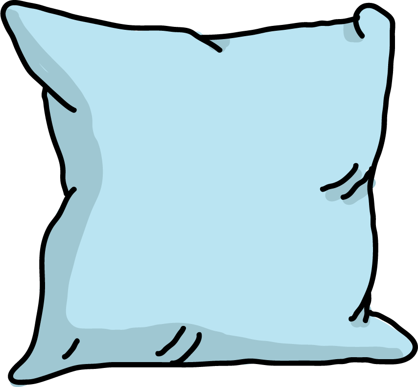 simple light blue hand-drawn pillow