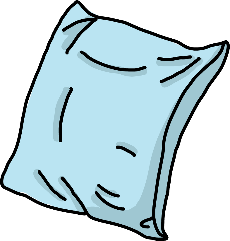 simple light blue hand-drawn pillow