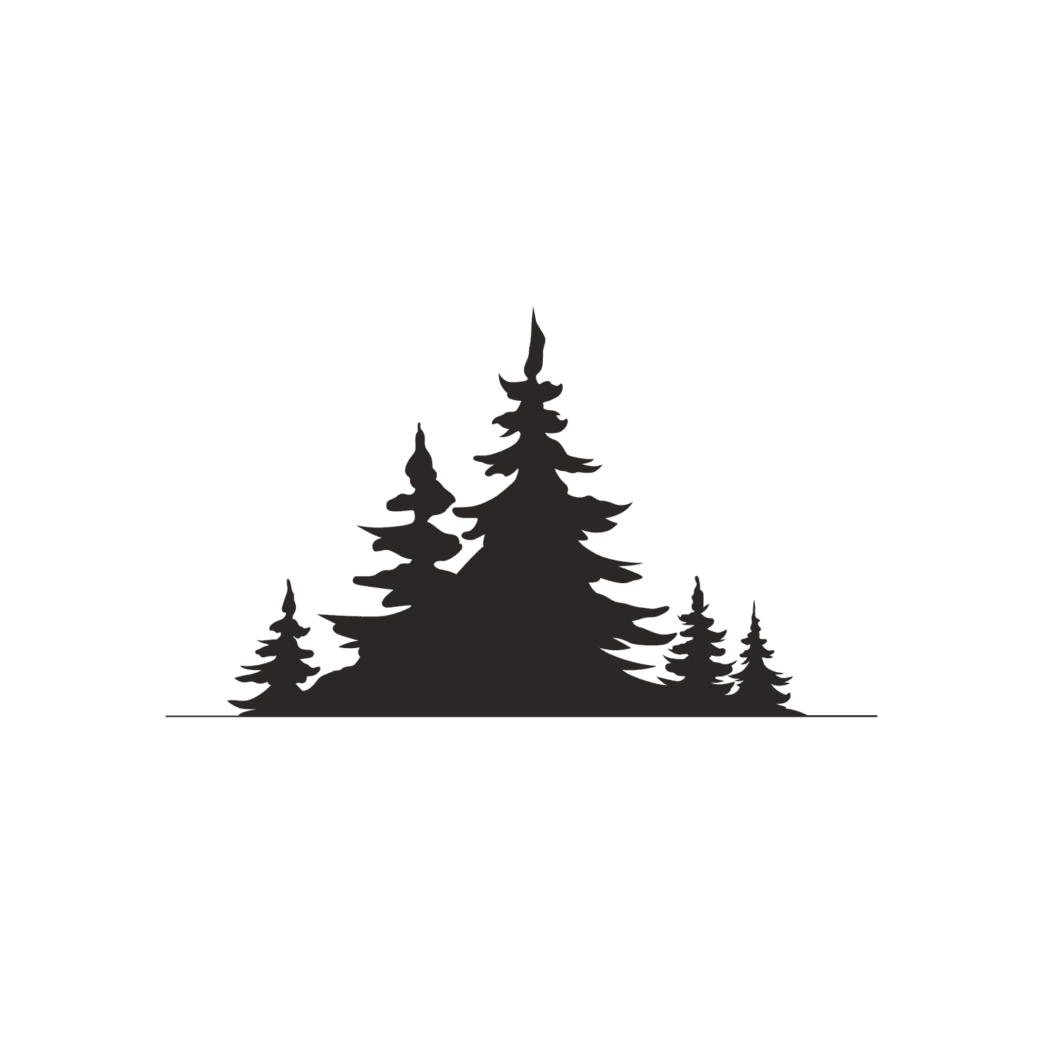 pine tree and plant silhouette