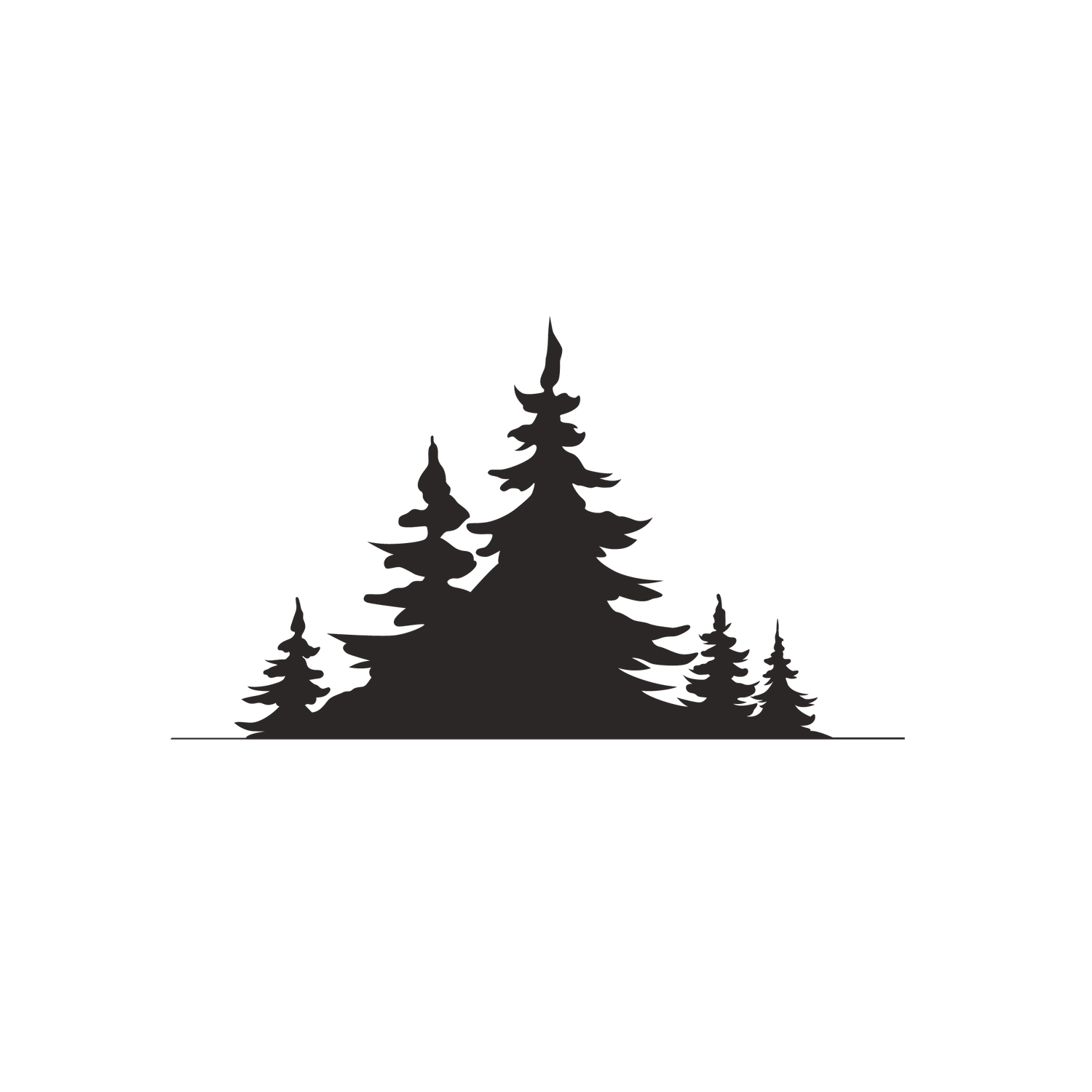 pine tree and plant silhouette for nature-inspired artwork in earthy color schemes