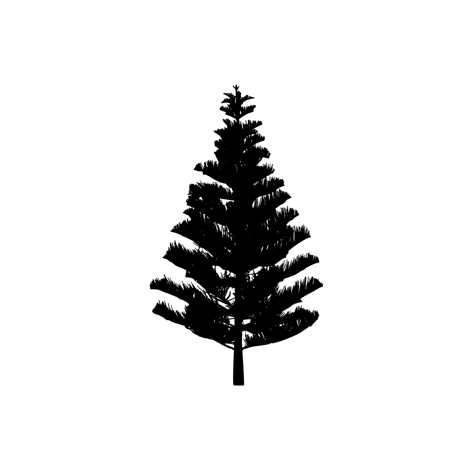 pine tree silhouettes in minimalist style featuring diverse shapes and high contrast for nature-themed projects