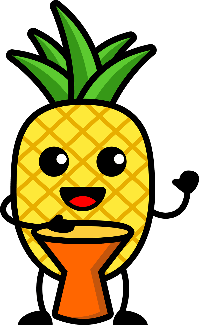 pineapple cute pineapple cartoon playing music set