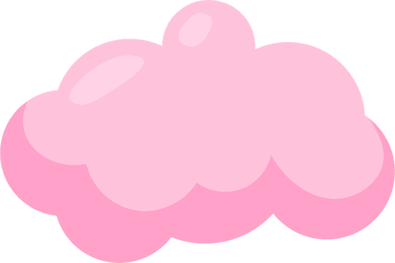 pink clouds cartoon unicorn elements illustrations set