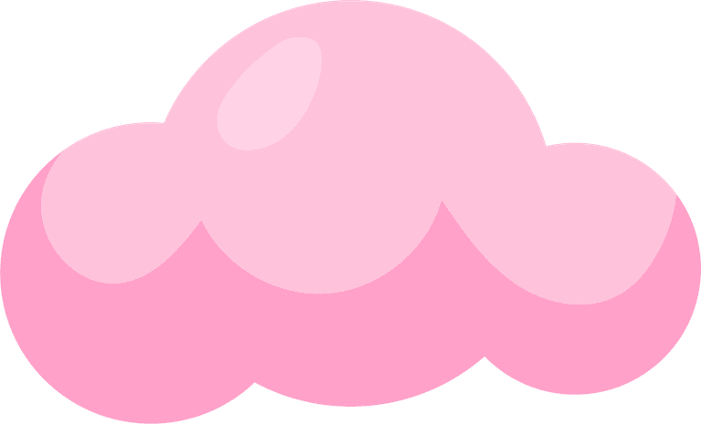 pink clouds cartoon unicorn elements illustrations set