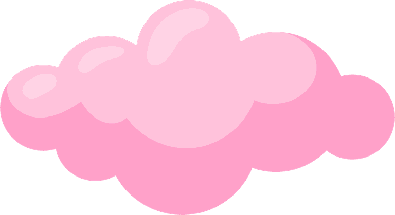 pink clouds cartoon unicorn elements illustrations set