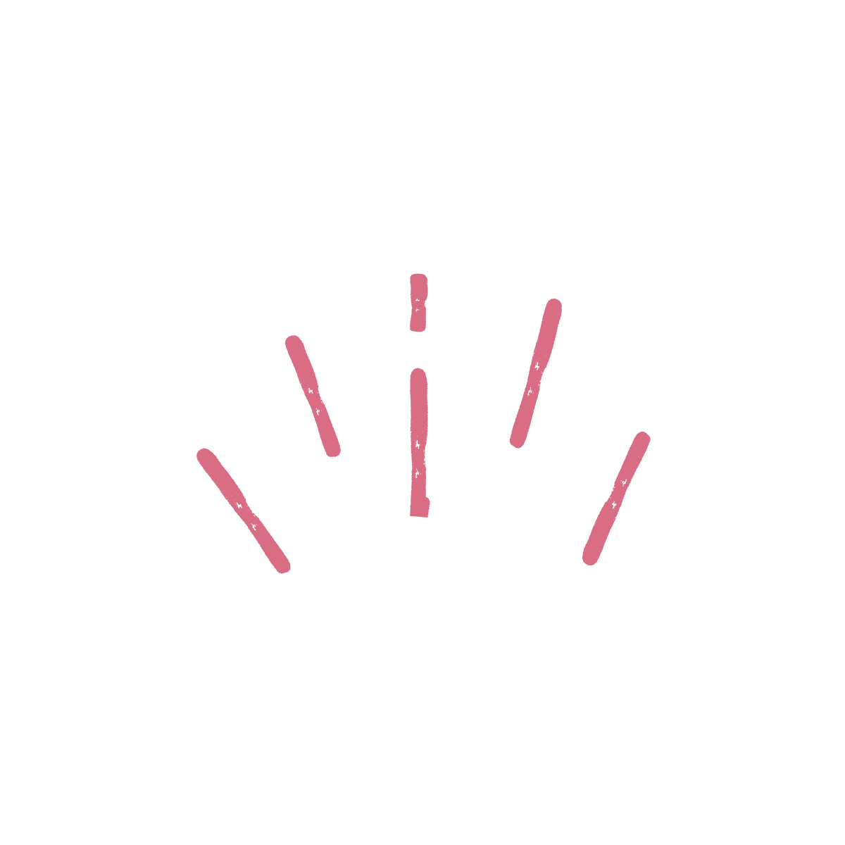 simple flat element of five pink lines radiating outward in a burst shape