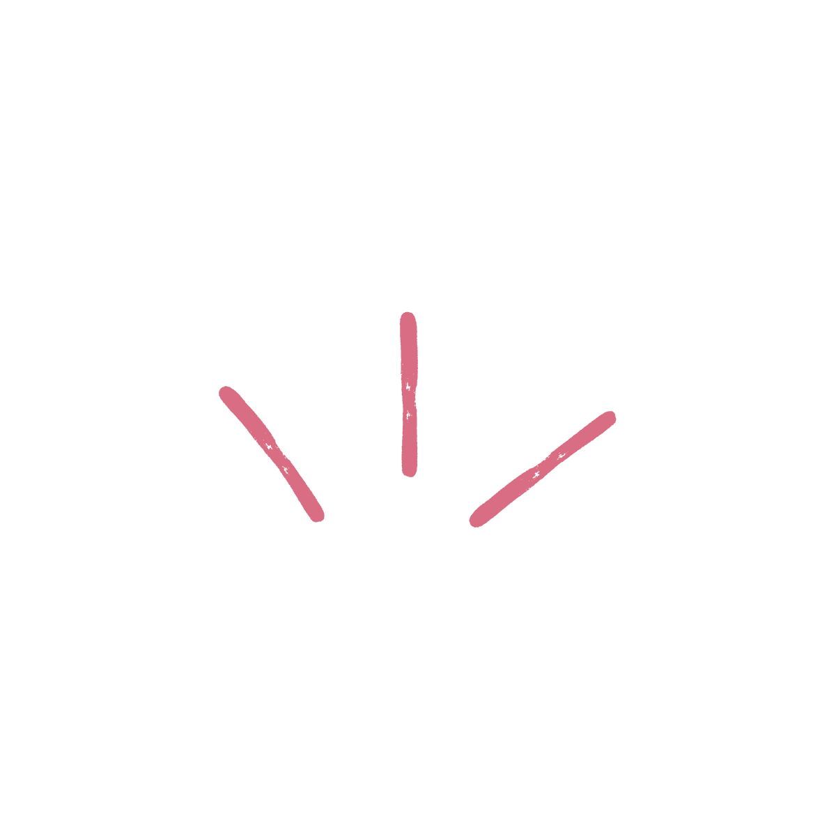 simple flat element of three pink lines radiating outward in a burst