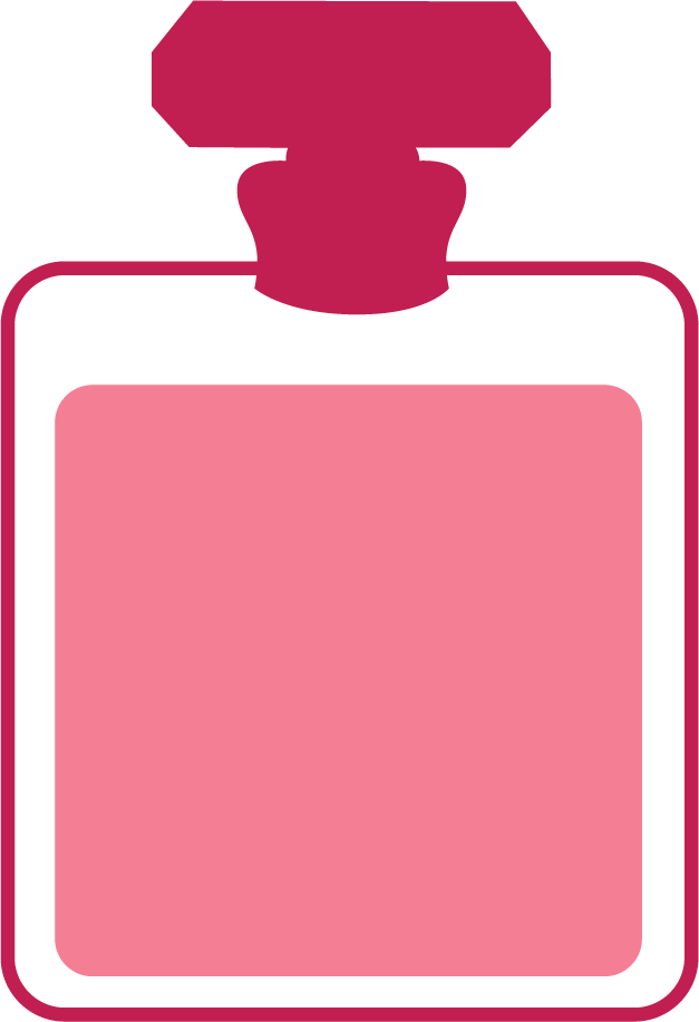 pink make up icon featuring a stylish perfume bottle for beauty enthusiasts