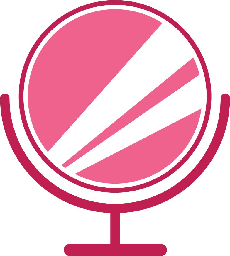 pink make up icon for beauty apps, showcasing elegant mirror with stylish angles