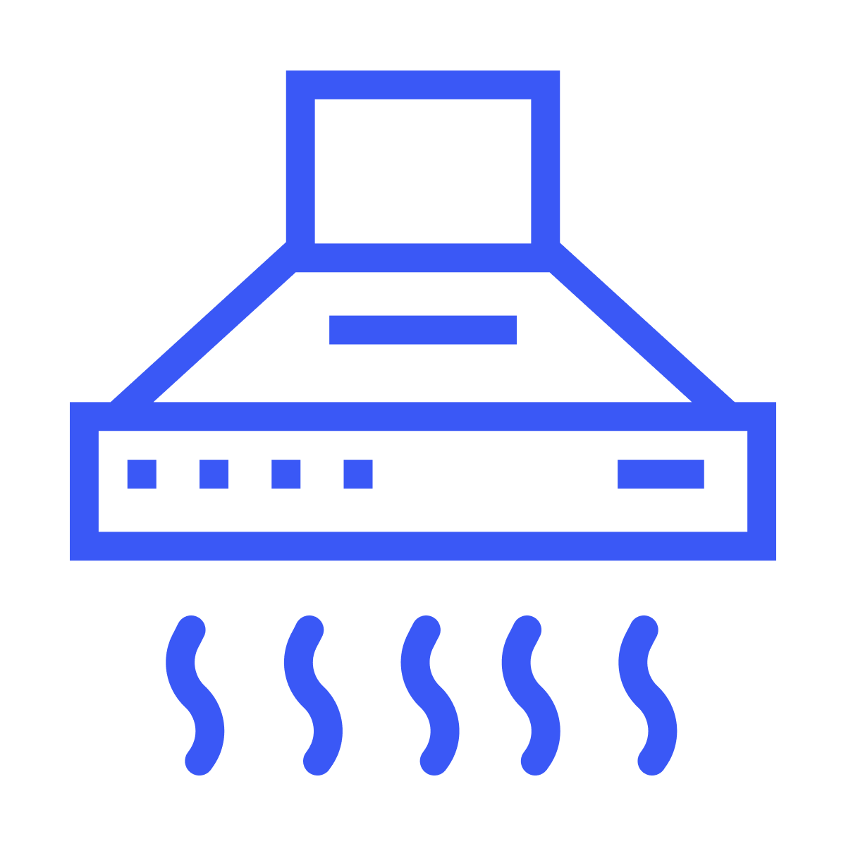line icon representing a kitchen range hood extractor fan appliance in simple blue