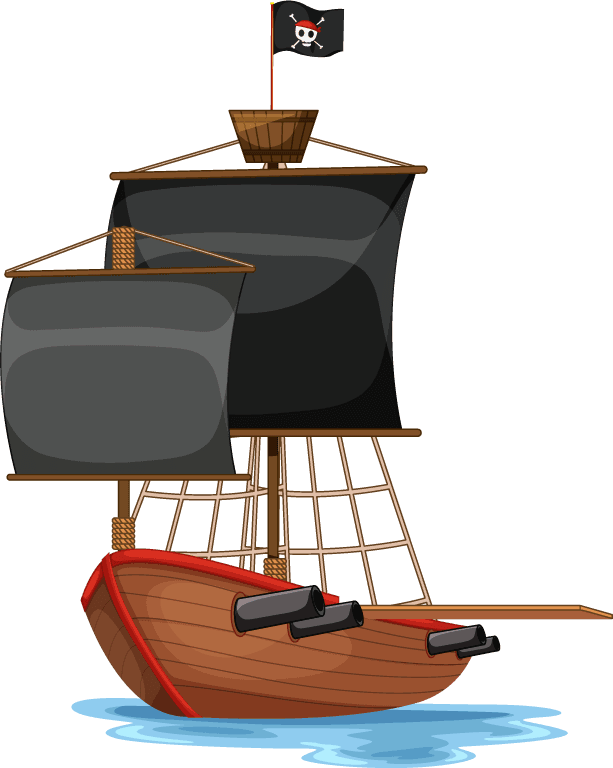 pirate cartoon characters and objects