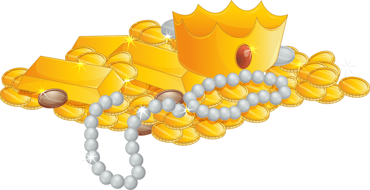 pirate cartoon characters and objects featuring treasure, crown, and colorful jewels
