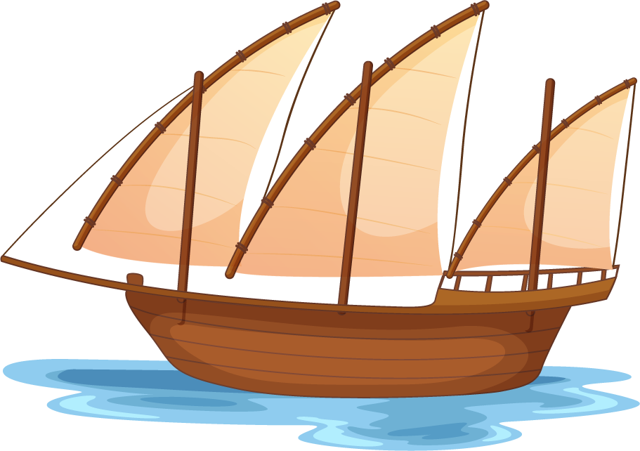 pirate cartoon characters and objects sailing on a whimsical adventure in the ocean