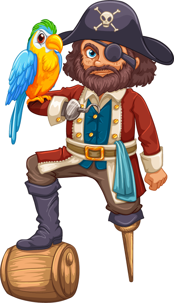 pirate cartoon pirate vectors set with an adventurous captain and colorful parrot