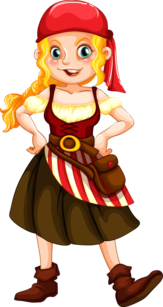 pirate cartoon pirate vectors set featuring a cheerful female character for playful projects