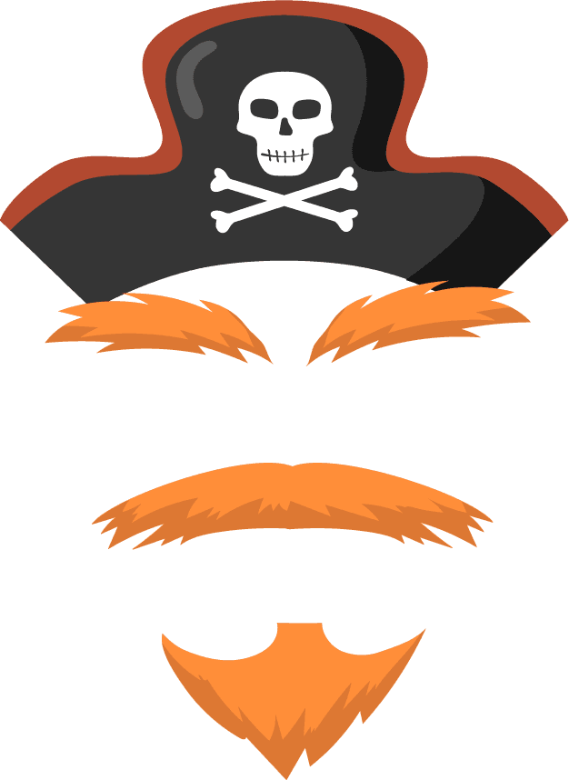 pirate face masks carnival flat item cartoon sea pirates hats journey bandana beard smoke pipe