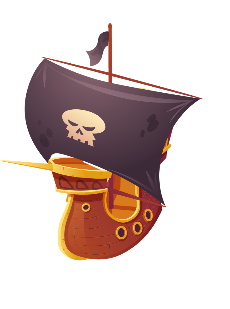 pirate ship isolated white background with skull flag for playful adventures and events
