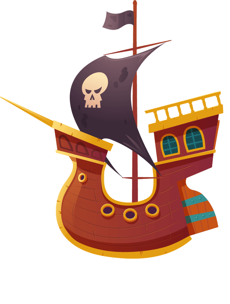 pirate ship isolated white background