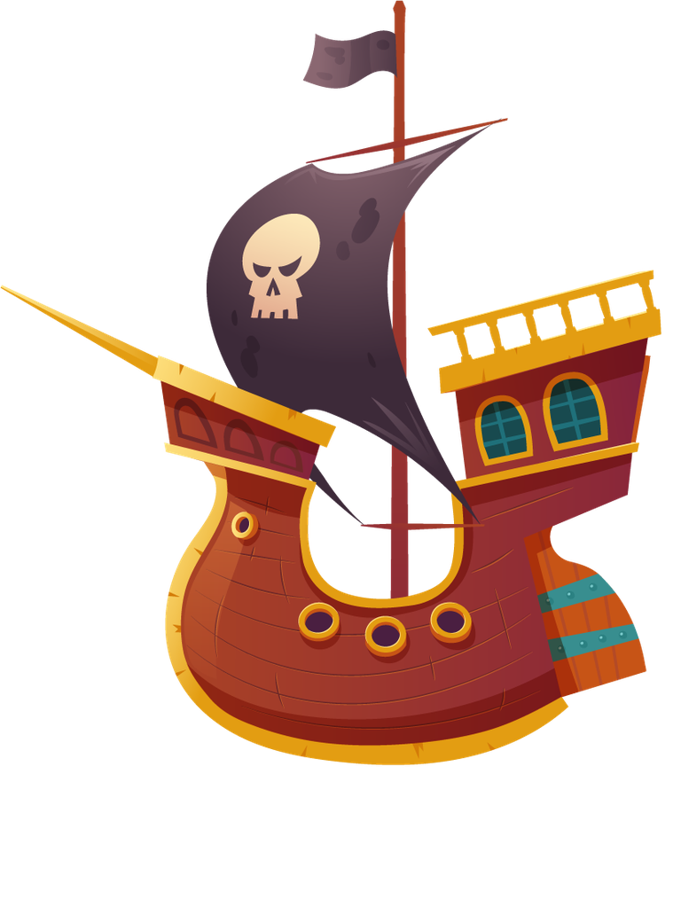 pirate ship isolated white background