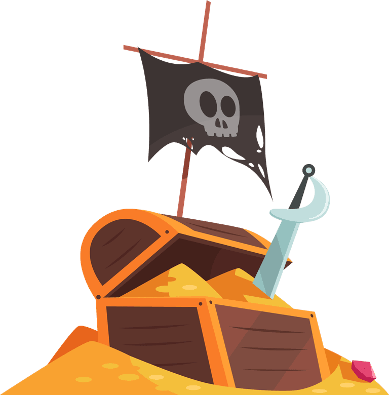 pirate treasure pirate set isolated icons with cartoon ships maps skeleton symbols with people