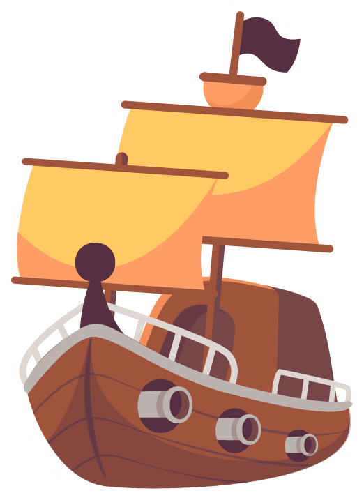 pirate game icon cartoon corsair treasure object kit wooden wheel