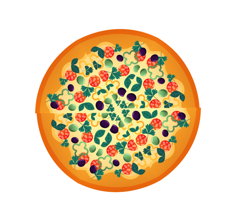 pizza elements colorful flat 