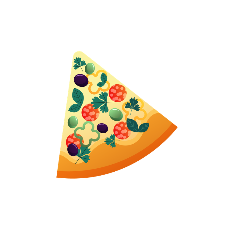pizza elements colorful flat slice with toppings for festive culinary themes