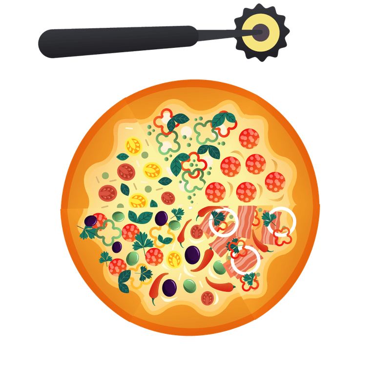 pizza elements colorful flat 