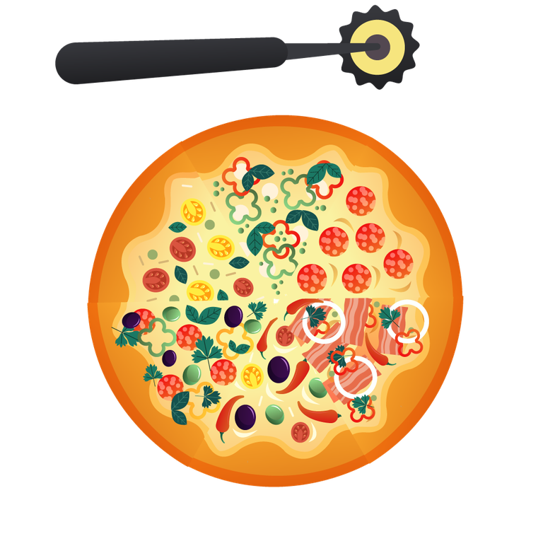 pizza elements colorful flat style with bold toppings and fun patterns for culinary creativity
