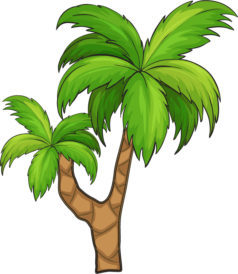 plant tree with its silhouette in vibrant colors and playful style for tropical themes