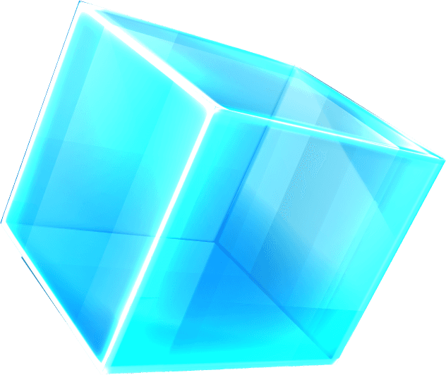 plastic glass cubes glowing with neon light different view clear square box d