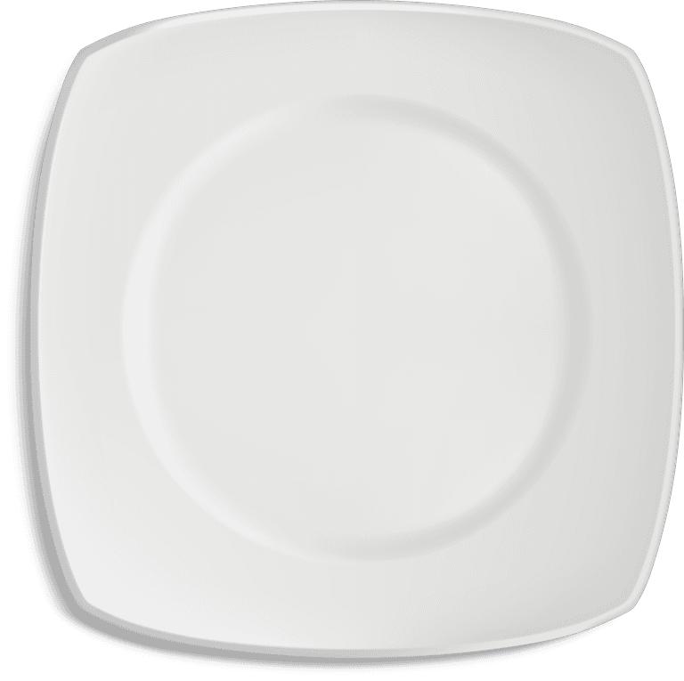 plate top view white different shapes bowls