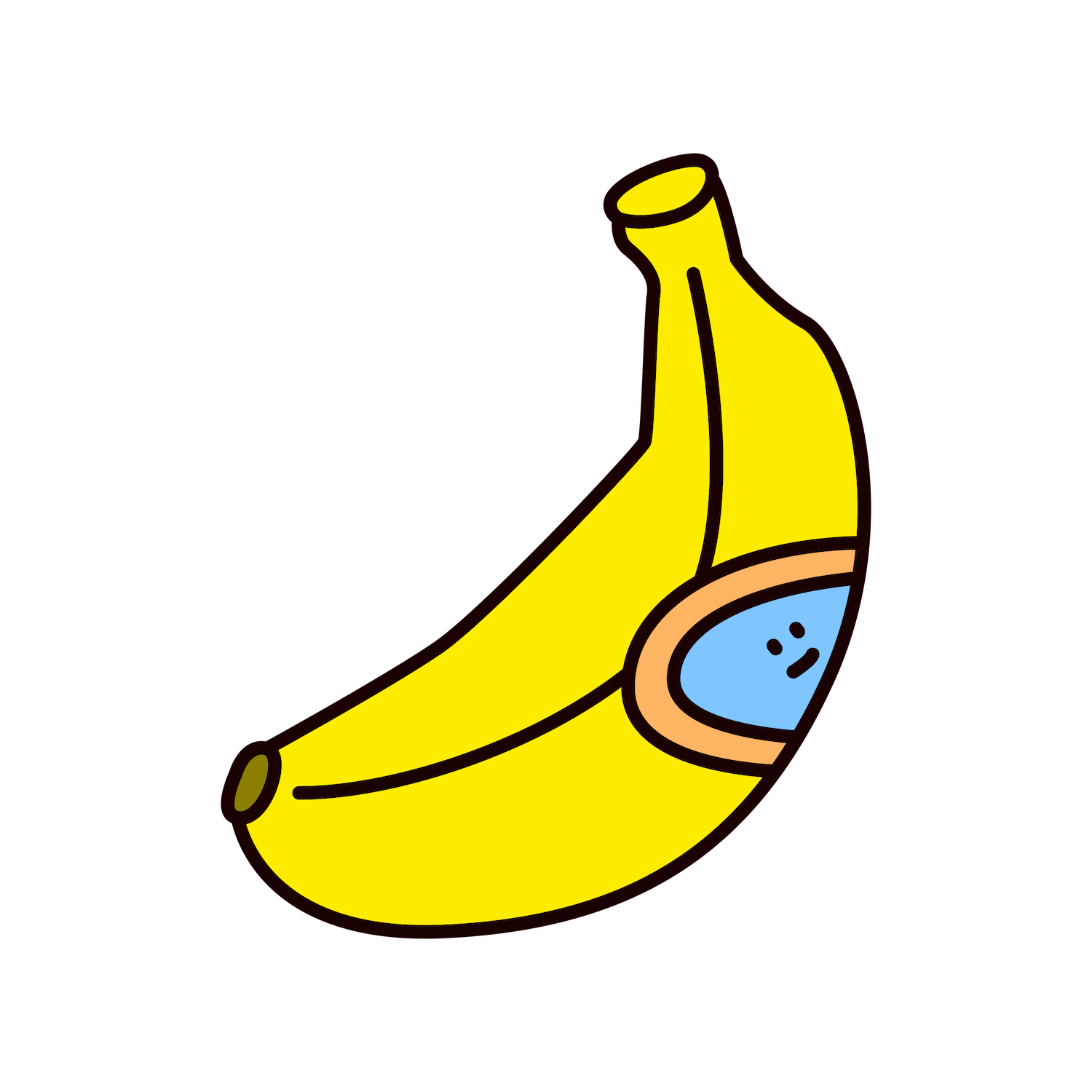 playful banana fruit sticker design vector