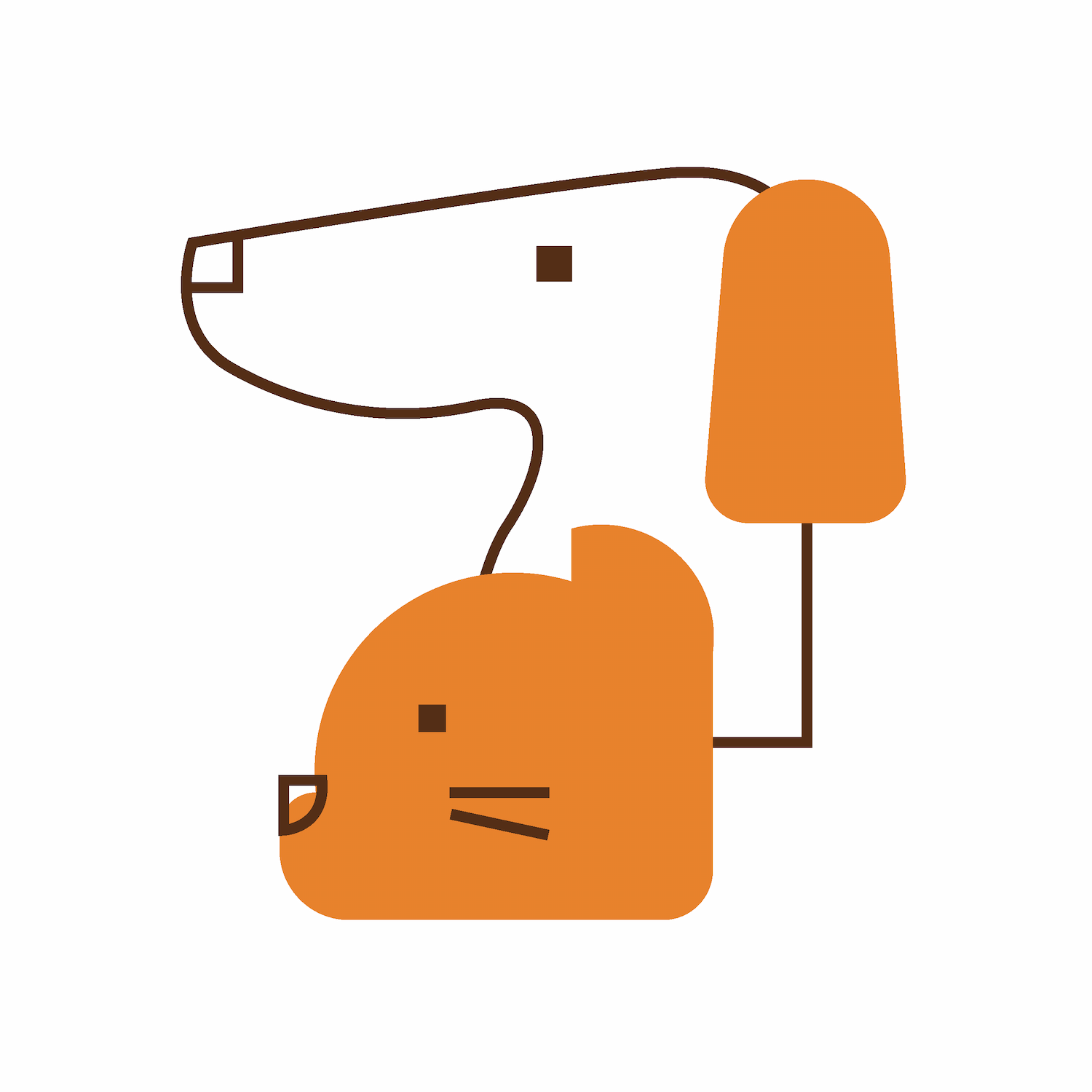 playful line art dog and mouse icon design