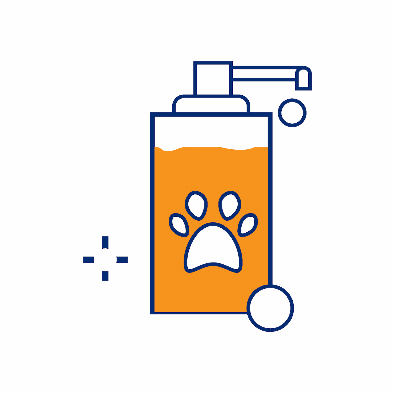 playful pet shampoo bottle line art icon