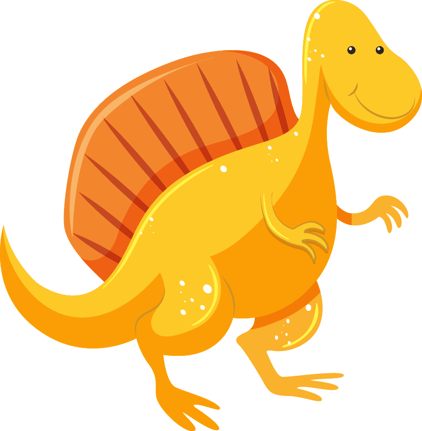 playful yellow and orange dinosaur character