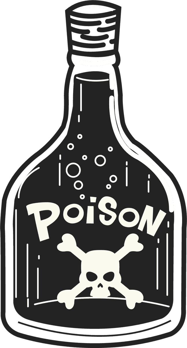 poison bottles icons black white for Halloween decorations and horror themes