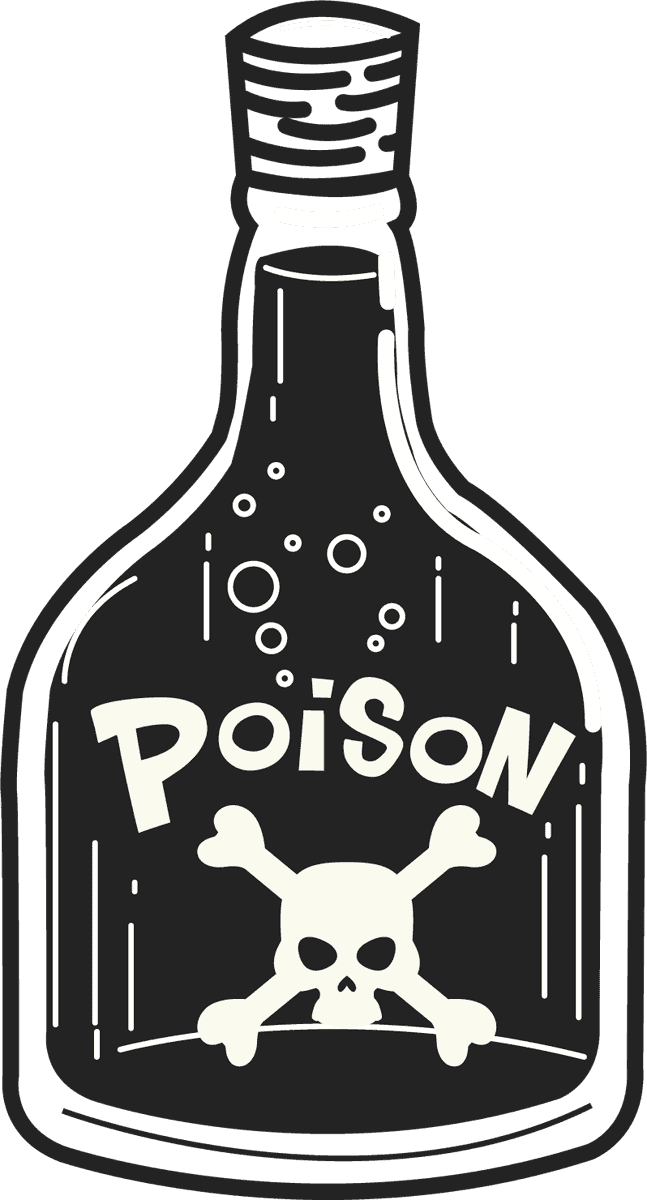 poison bottles icons black white 