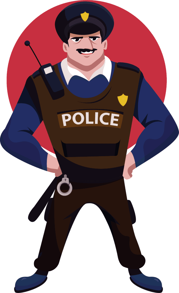 policeman icons funny cartoon characters sketch people