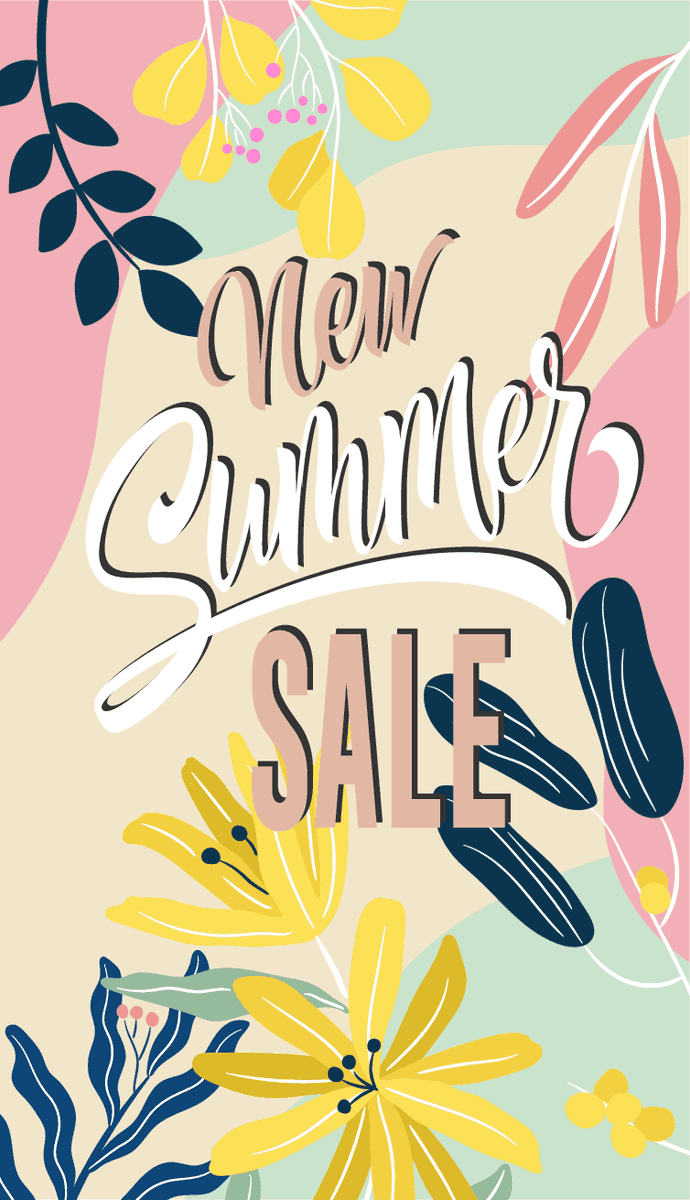 poster sale patterns and textures for summer promotions with vibrant floral elements